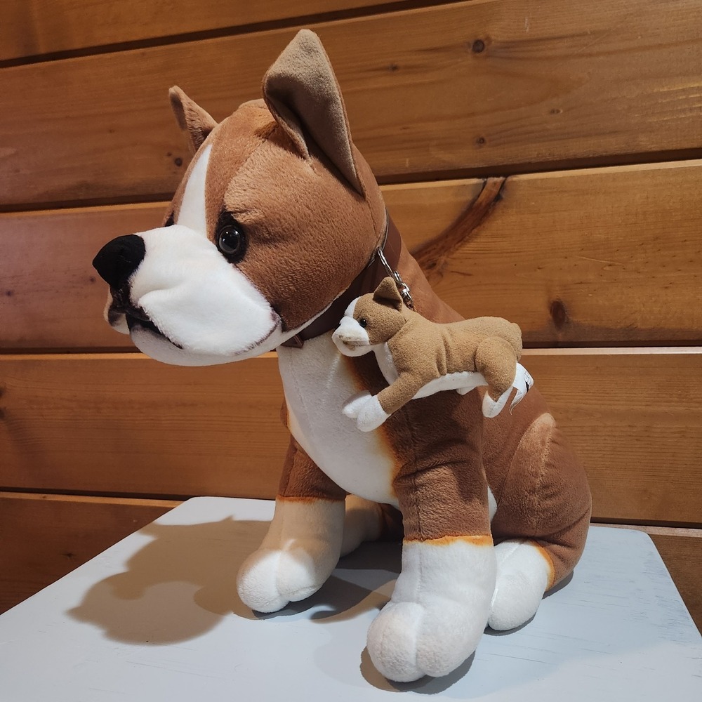 Vintage Rare 1998 Stuffins Boxer Dog Realistic & Keychain Plush Stuffed Animal